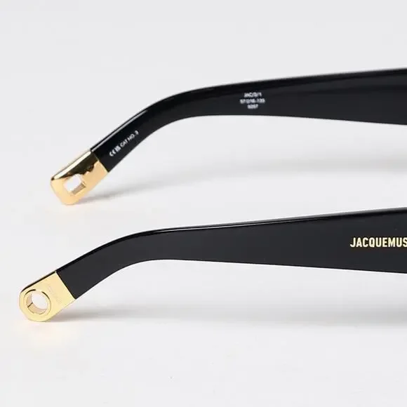 New! Jacquemus JAC2C1SUN, Unisex Black Sunglasses with Gold Accents, Authentic